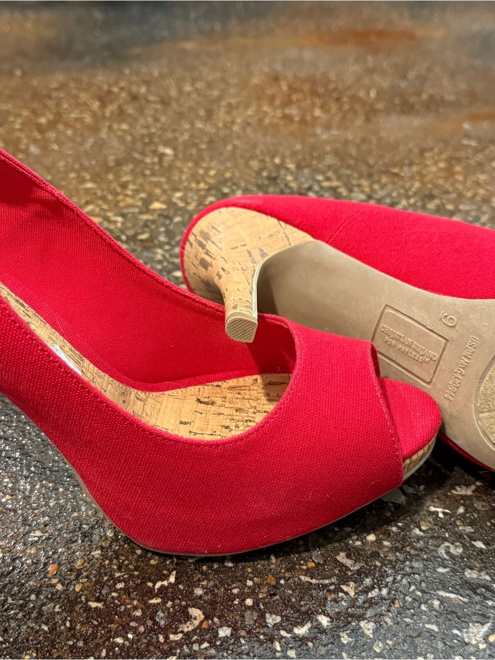 Red peel toe heel